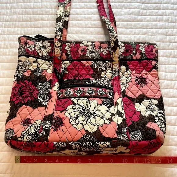 Vera Bradley Mocha Rouge Quilted Medium Tote Purse - Picture 10 of 10